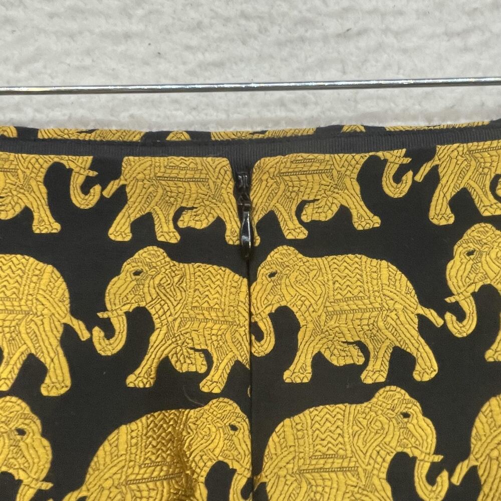 J Crew Skirt Womens 00 Black Gold Elephant Jacquard Brocade Mini Lined E3693 - Picture 4 of 10